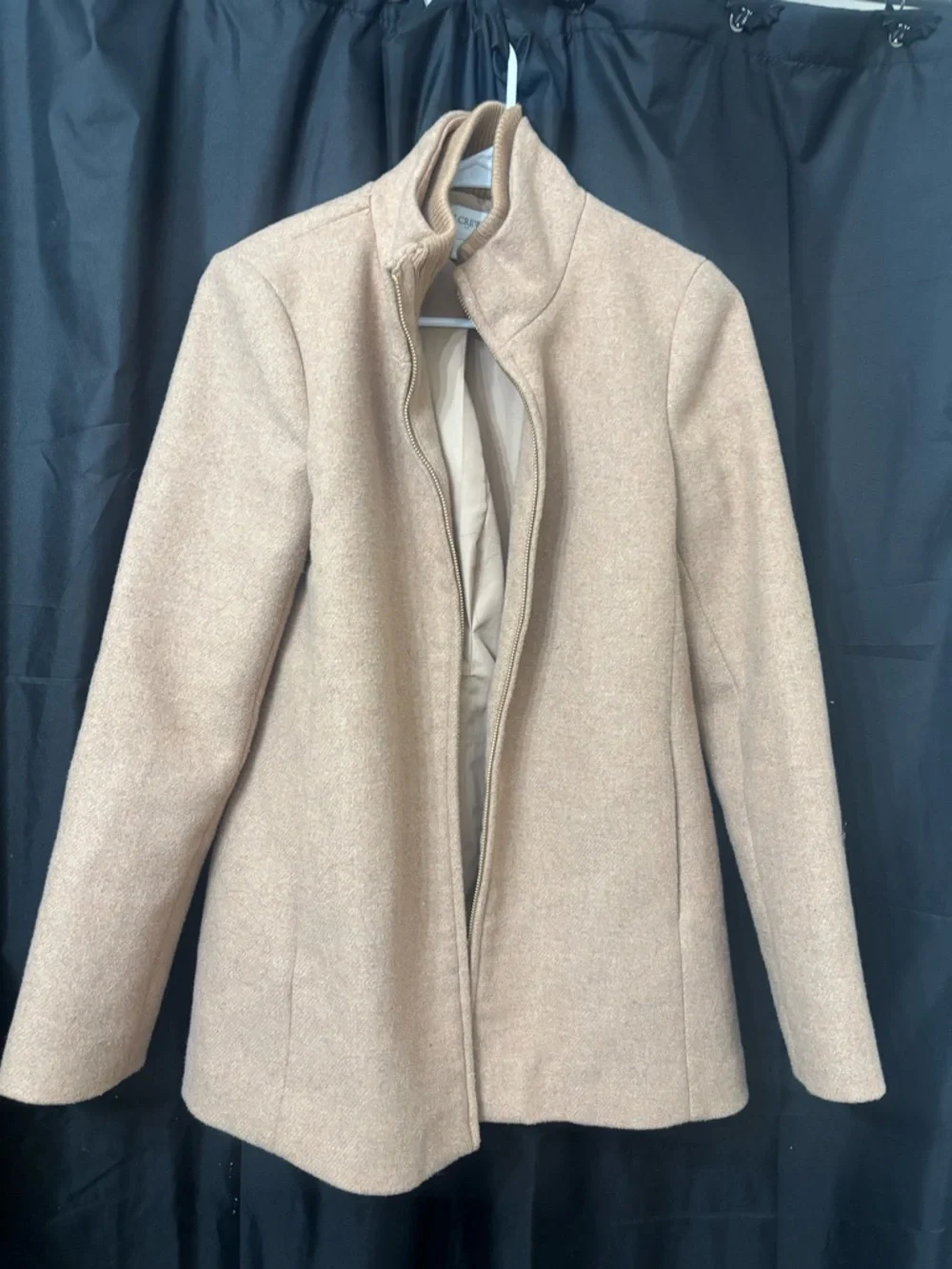 J. Crew Women's Tan Stand-Collar Wool Peacoat - Picture 1 of 4